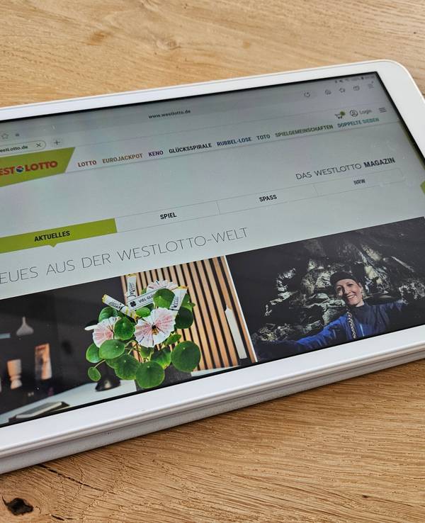 Tablet mit Webseite von Westlotto