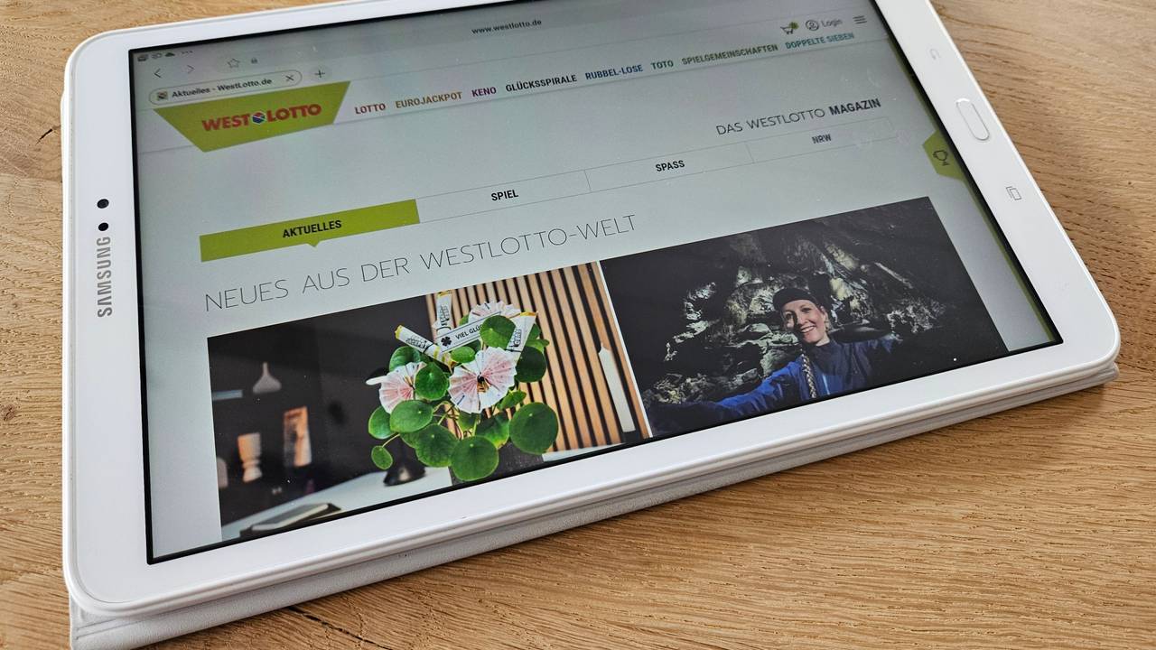 Tablet mit Webseite von Westlotto
