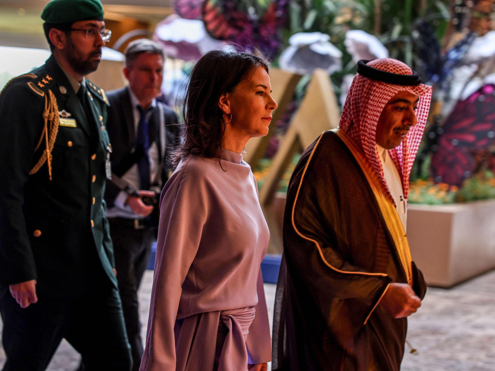 Wird auch Deutschland Palästina als eigenen Staat anerkennen? Die deutsche Außenministerin Annalena Baerbock Ende April 2024 bei einem Ministertreffen in Riad, bei dem es um den Konflikt zwischen Israel und der militanten Hamas ging.AFP