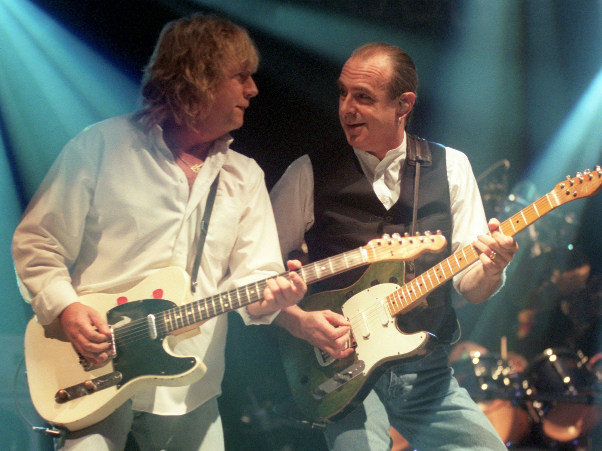 Bandboß Mike „Francis“ Rossi (r.) und Rick Parfitt (l.) von der britischen Rockgruppe Status Quo.