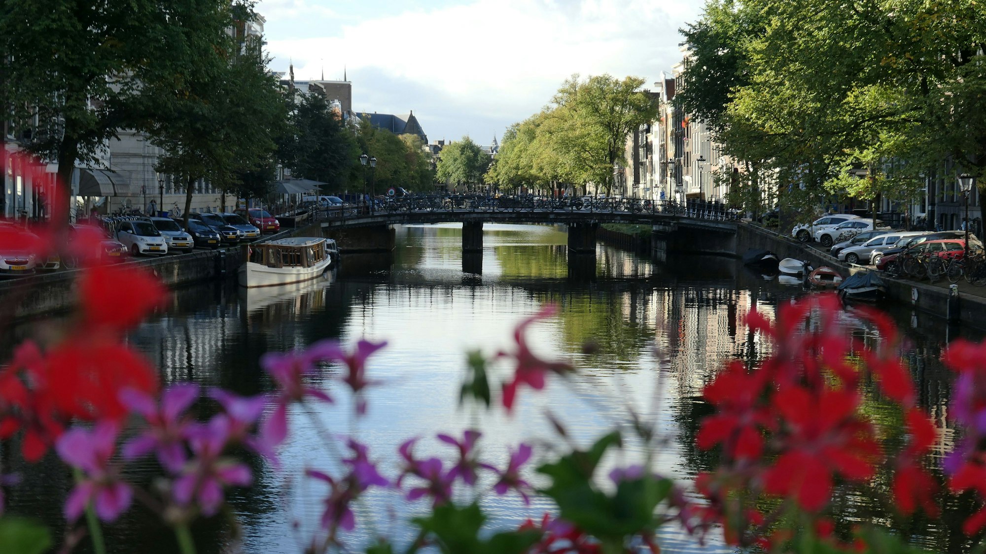 Gracht in Amsterdam - ein Ausflug auf dem Wasser ist hier besonders schön.
