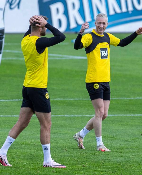 Die BVB-Spieler Marco Reus (rechts) und Niclas Füllkrug beim Training vor dem Champions-League-Finale.