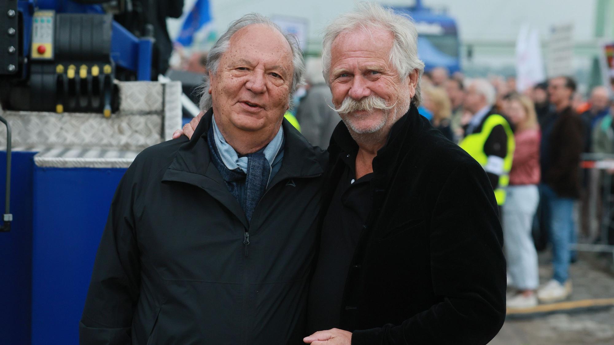 Arsch huh für Demokratie, Kundgebung auf der Deutzer Werft: Wilfried Schmickler, Henning Krautmacher.