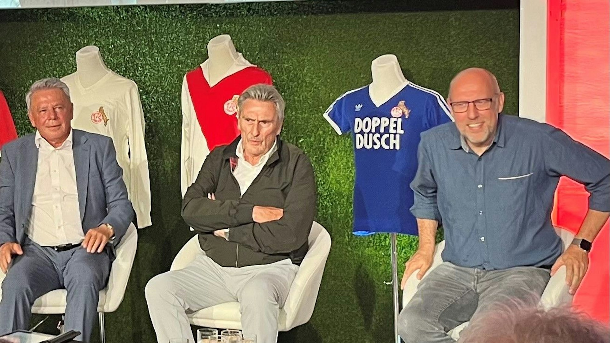 Sven Pistor (r.) beim FC-Talk mit Dieter Prestin und Dieter Müller.