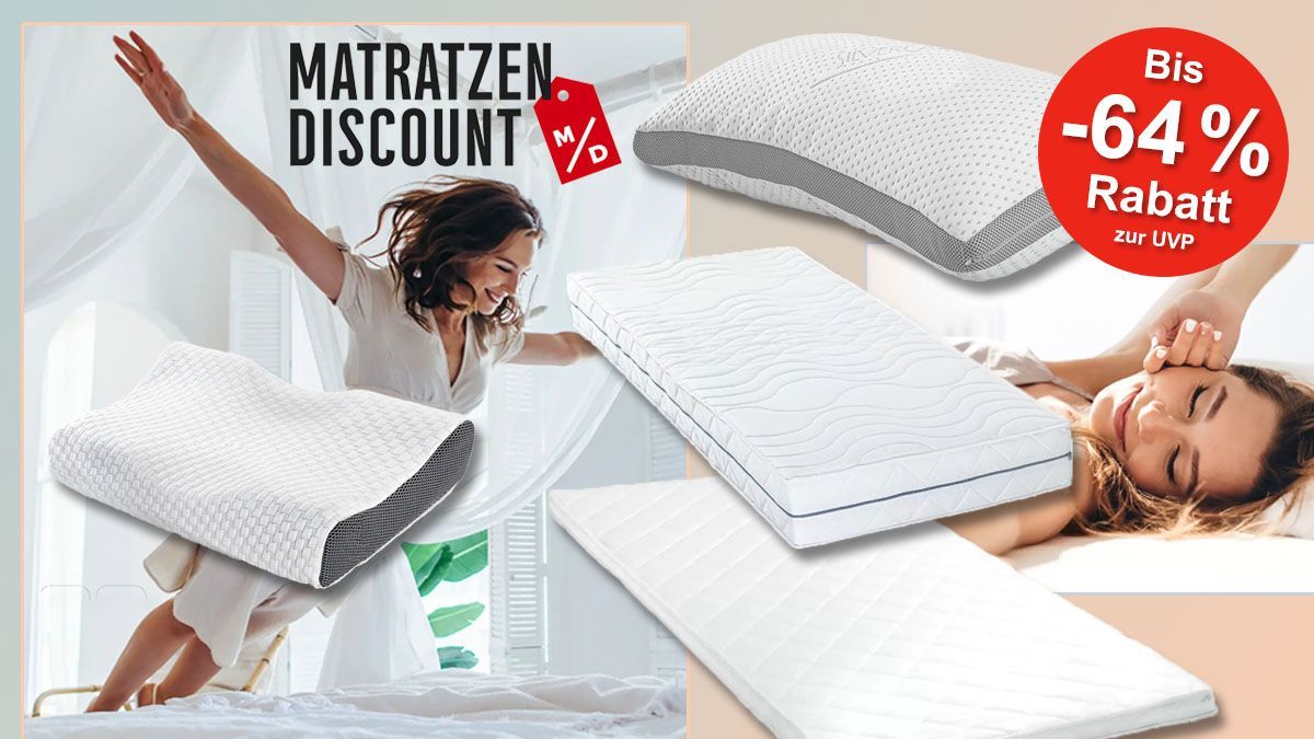 Matratzen Discount Sale für traumhaften Schlafkomfort: Bis 64% Rabatt auf Matratzen, Kissen und mehr