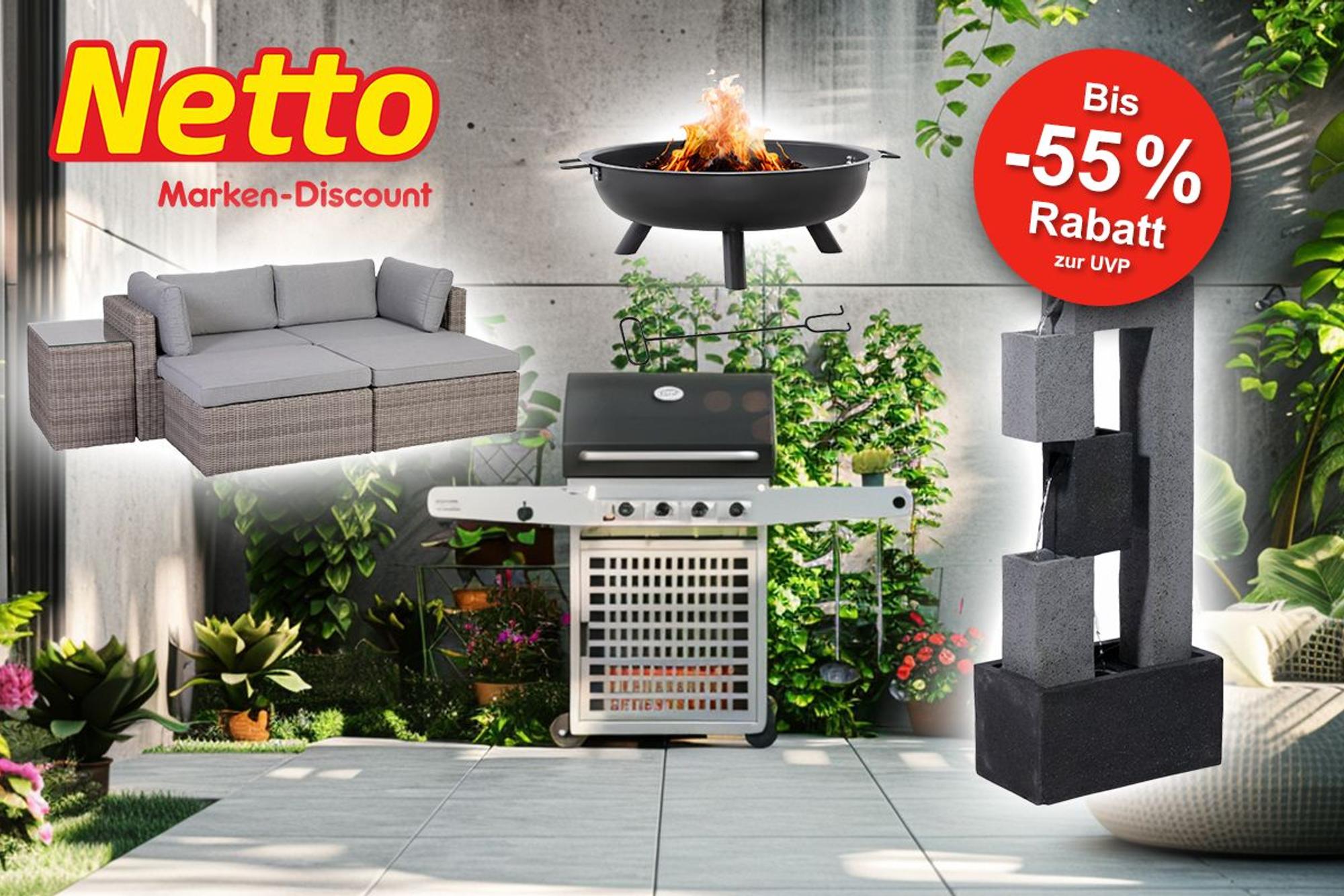 Darstellung eines Garten mit Gartenartikeln im Sale bei Netto