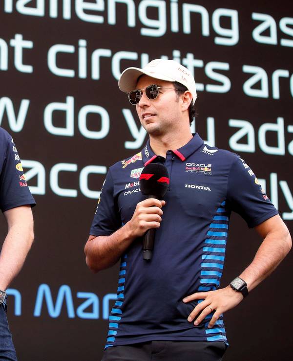 Max Verstappen und Sergio Perez bei einem Interview im Rahmen des großen Preises von Monaco am 25. Mai 2024.