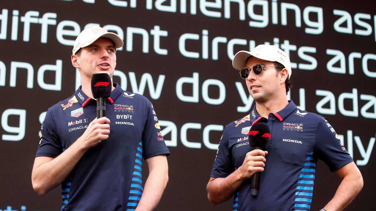 Max Verstappen und Sergio Perez bei einem Interview im Rahmen des großen Preises von Monaco am 25. Mai 2024.