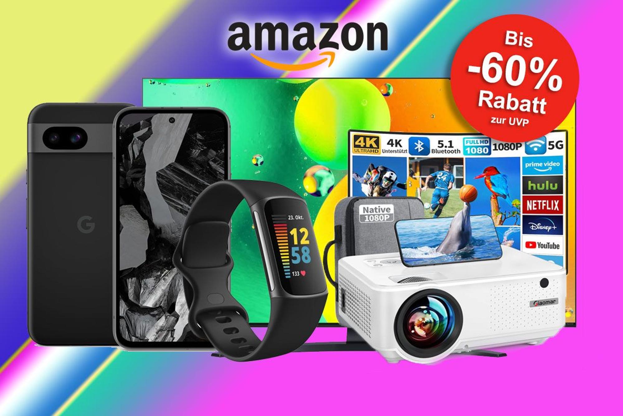 Auf dem Bild sind unterschiedliche Elektronik Produkte zu sehen, die bei Amazon angeboten werden.