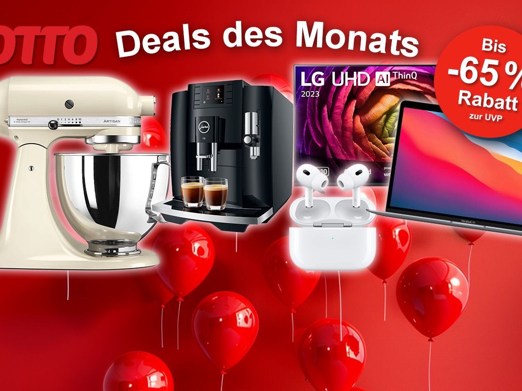 Darstellung verschiedener Produkte von Marken wie KitchenAid, Jura, LG, Apple u.v.m. im Sale bei OTTO