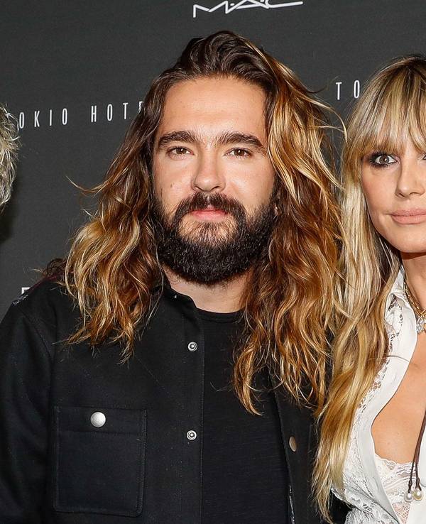 Bill und Tom Kaulitz mit Heidi Klum, hier 2020 bei einer Veranstaltung rund um die Band Tokio Hotel in Berlin.