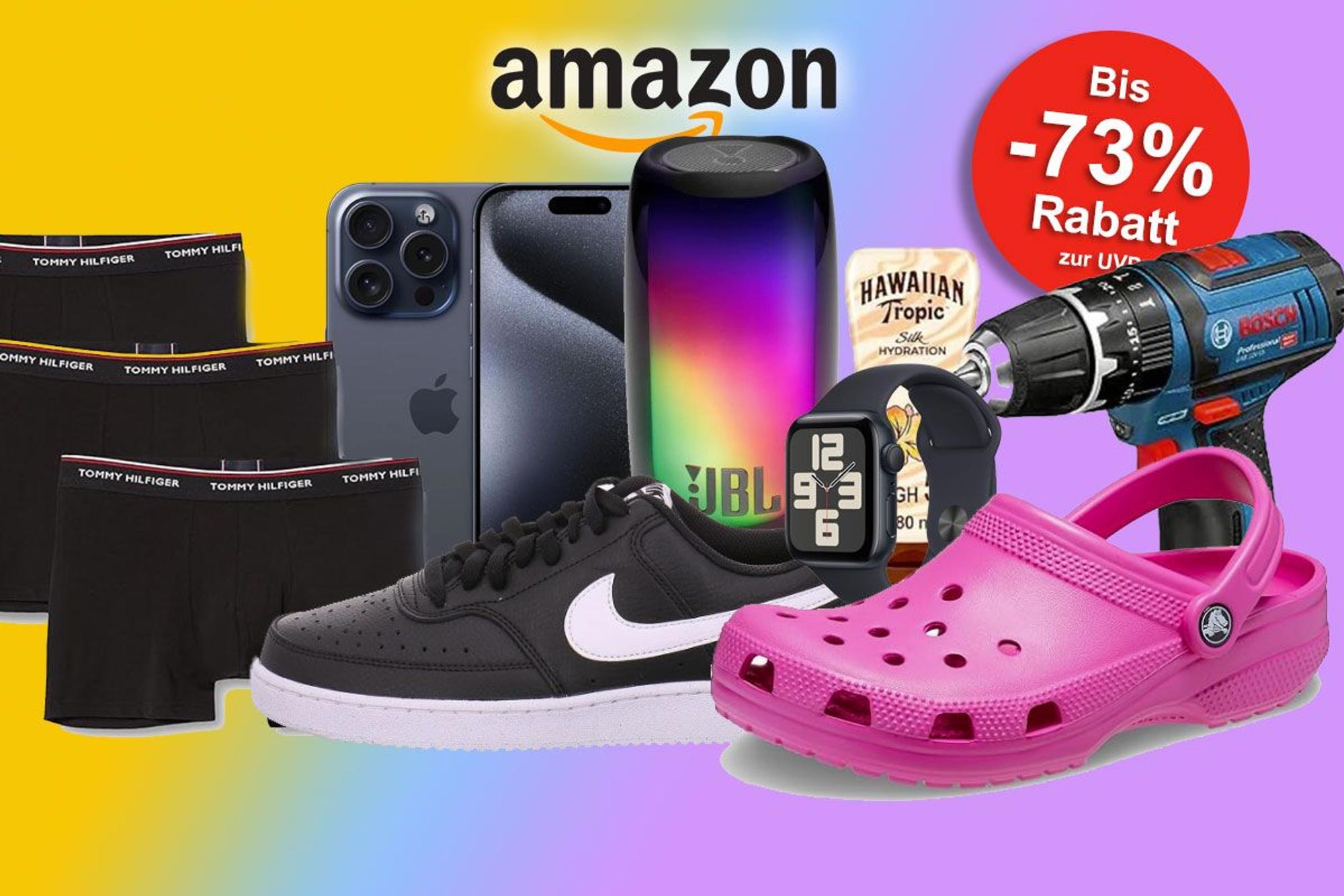 Auf den Bildern sind Produkte zu sehen, die aktuell bei Amazon einen starken Preisrabatt haben