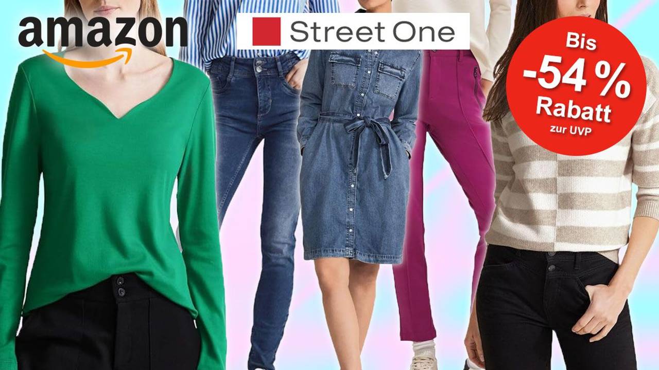 Models mit Street One Damenmode, Jeans Kleid, Hosen Blusen.