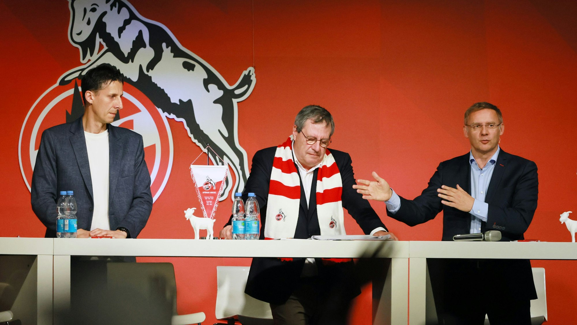1. FC Köln, MMC-Studios, Mitgliederstammtisch, von links: Christian Keller, Werner Wolf, Eckhard Sauren.
