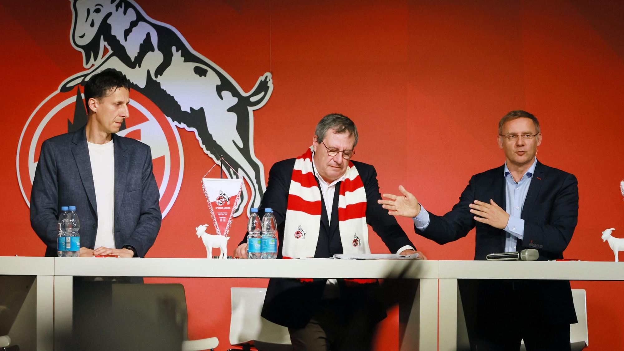 1. FC Köln, MMC-Studios, Mitgliederstammtisch, von links: Christian Keller, Werner Wolf, Eckhard Sauren.