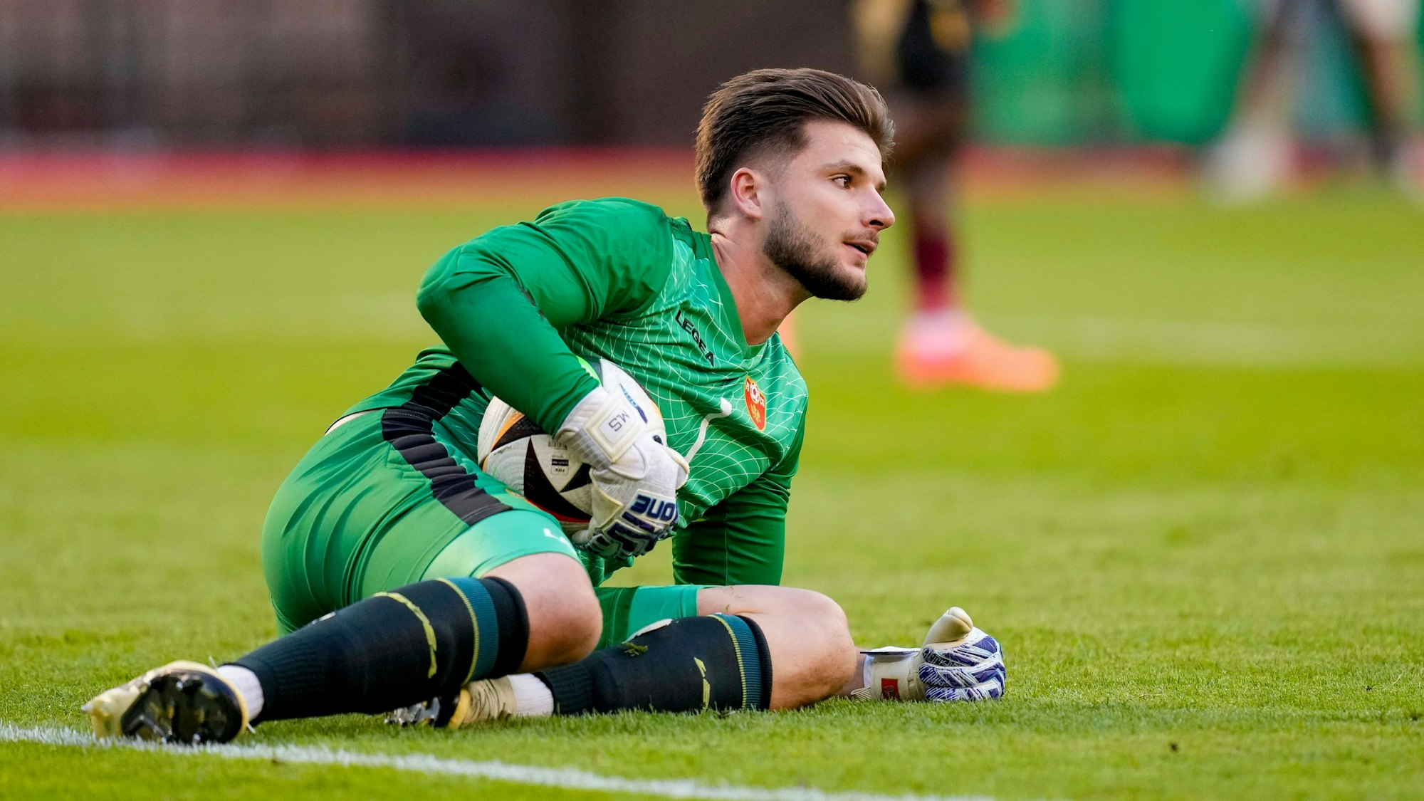 Torwart Matija Sarkic Montenegro controls the ball, International Friendly, Länderspiel, Nationalmannschaft Belgium vs Montenegro, King Baudouin Stadium, June 5, 2024, Brussels, Belgium.