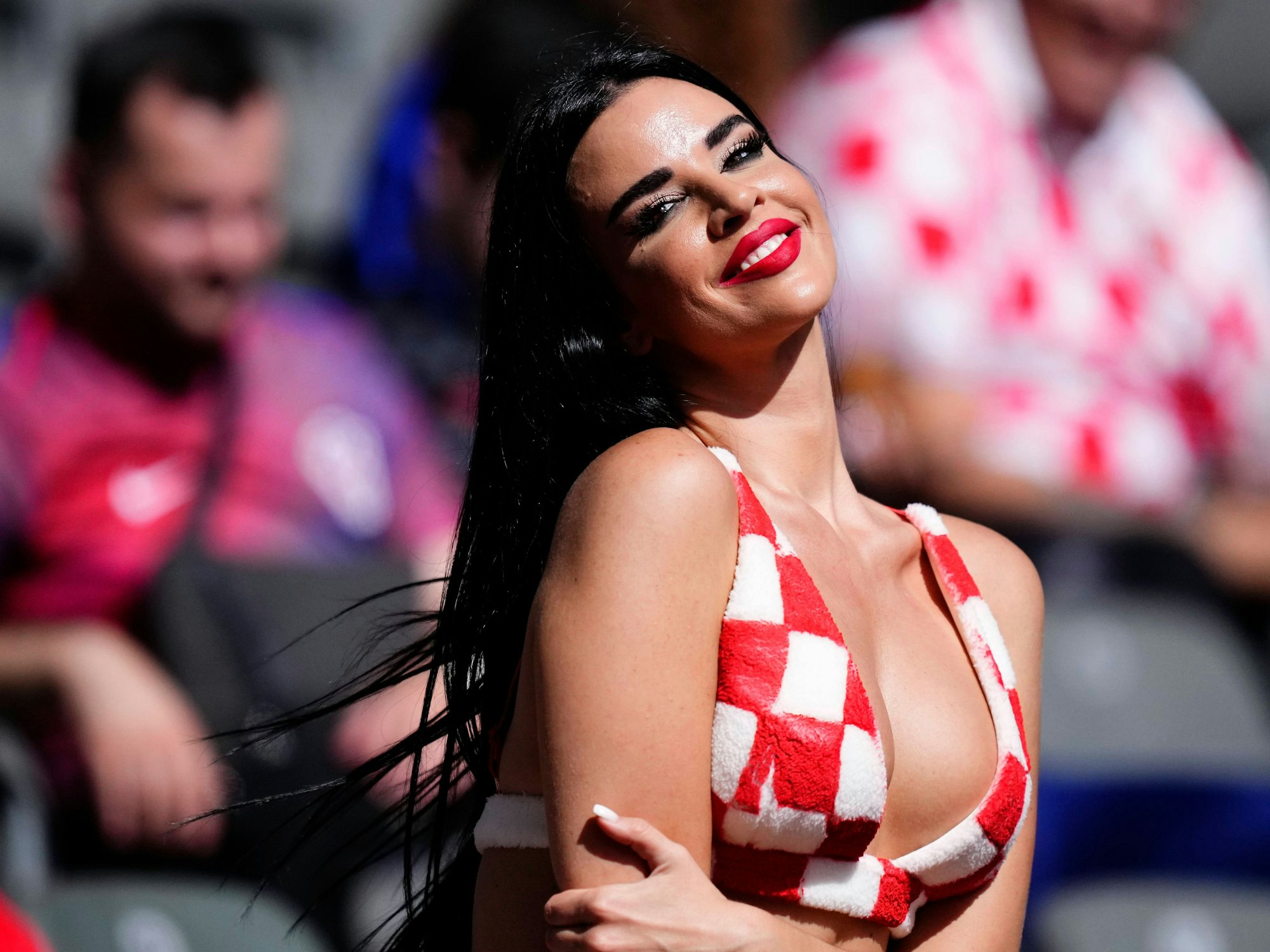 Ivana Knöll am Samstag (15. Juni 2024) beim EM-Spiel der Kroaten gegen Spanien in Berlin.