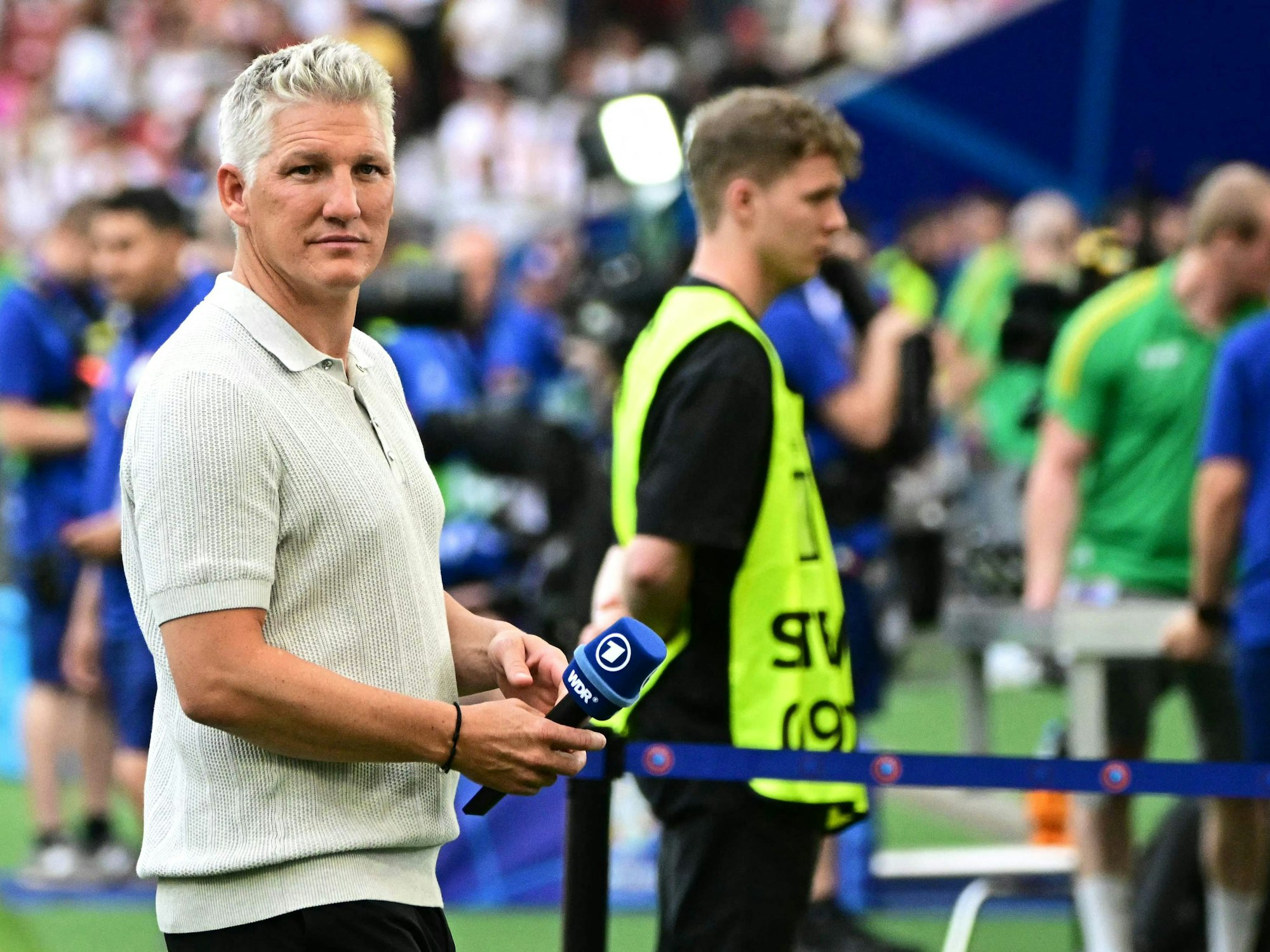 Bastian Schweinsteiger war am Mittwoch (19. Juni 2024) beim Spiel Deutschland gegen Ungarn wieder für die ARD als Experte im Einsatz.