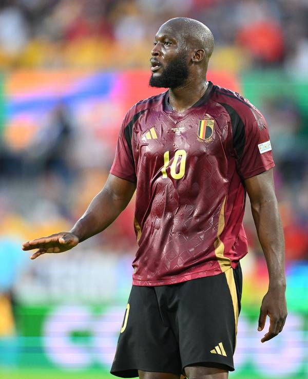 Romelu Lukaku am Samstag (22. Juni 2024) im extrem verschwitzten Trikot der belgischen Nationalmannschaft.
