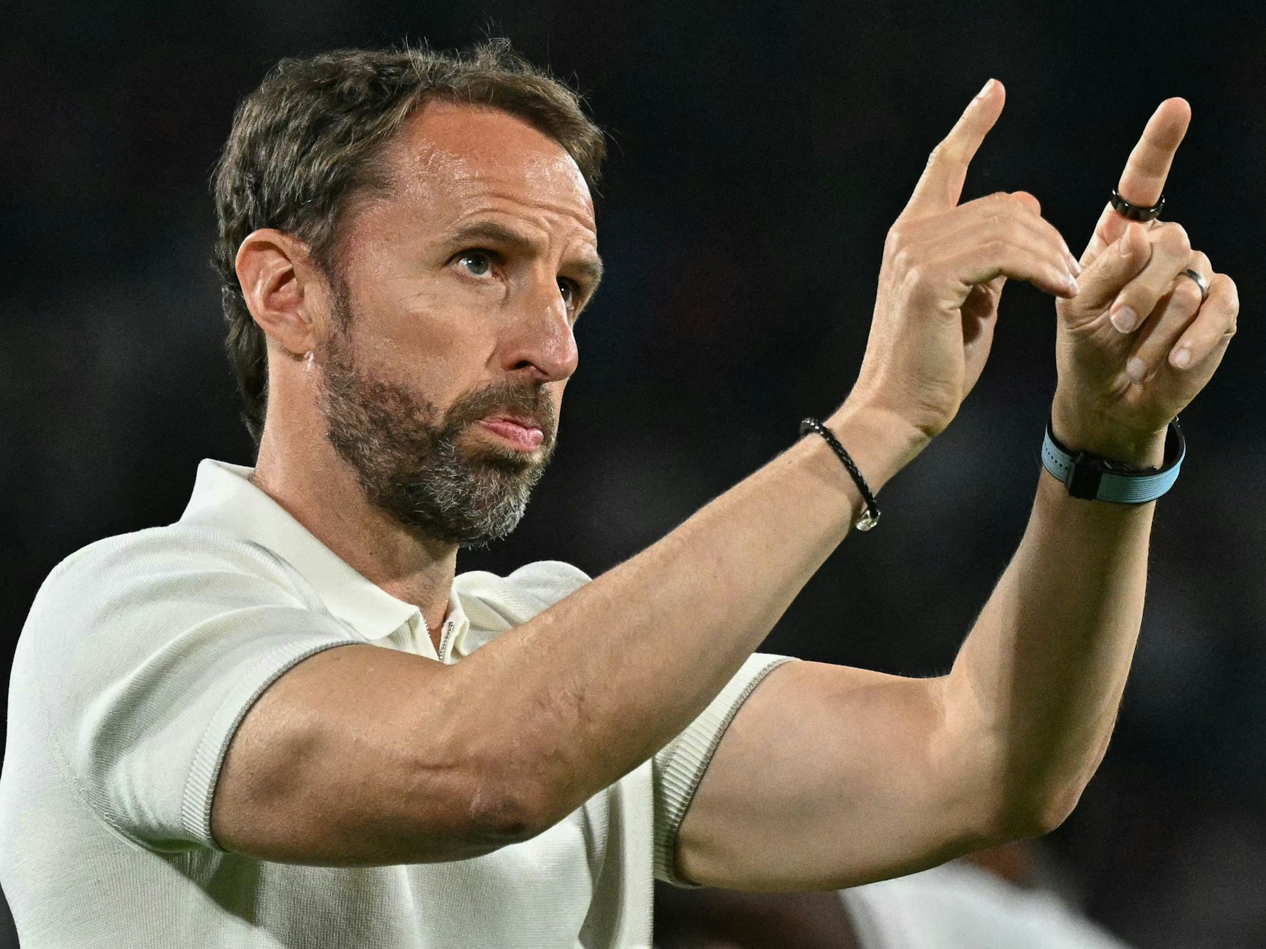 Englands Trainer Gareth Southgate.