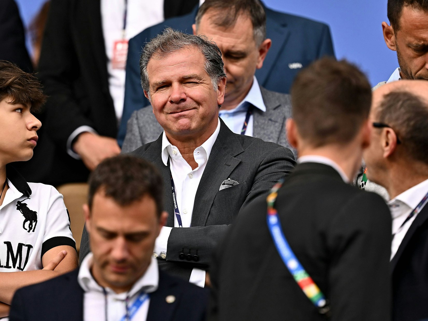 Andrreas Möller bei einem EM-Spiel 2024 auf der Tribüne.