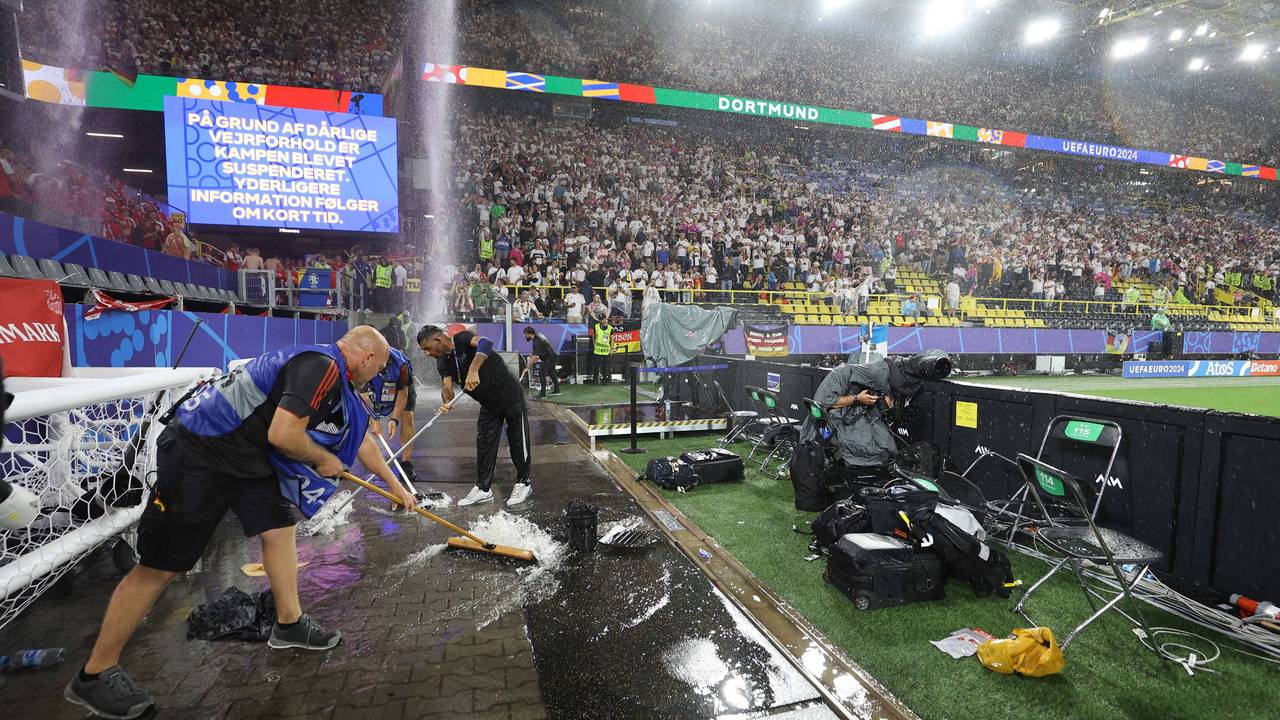 Regen-Chaos beim EM-Spiel zwischen Deutschland und Dänemark am Samstag (29. Juni 2024).