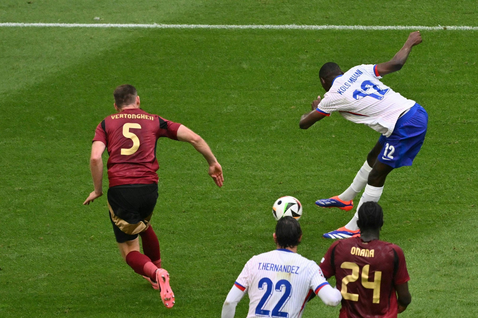 Randal Kolo Muani traf am Montag (1. Juli 2024) zum 1:0 für Frankreich gegen Belgien.