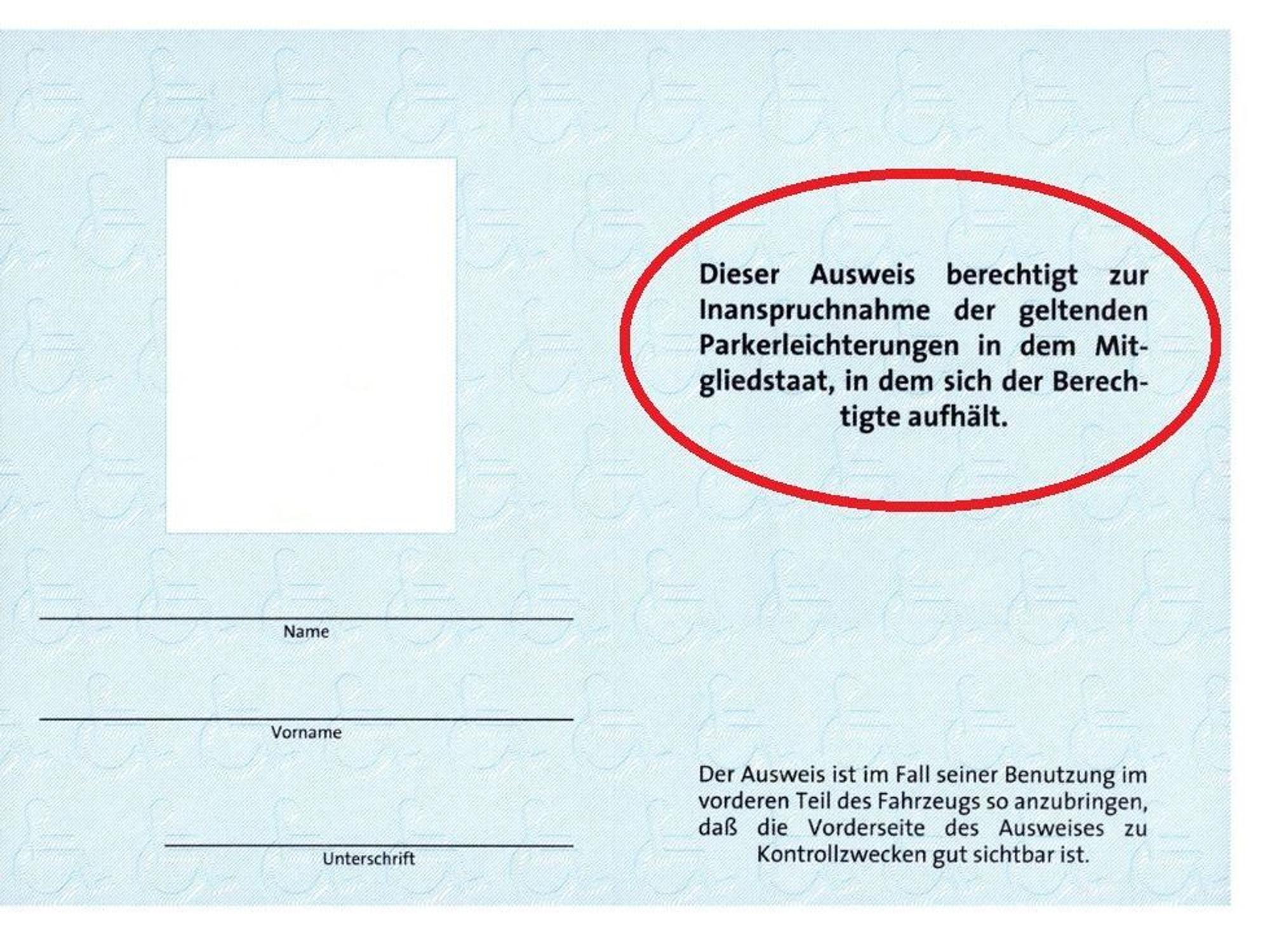 Eine Vorlage eines Parkausweises.