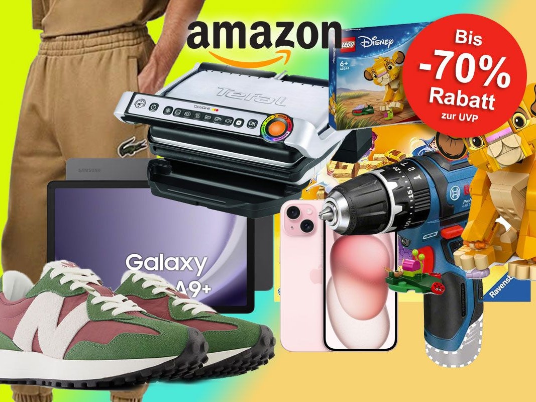 Auf dem Bild sind unterschiedliche Produkte zu sehen, die bei Amazon aktuell im Sale sind.