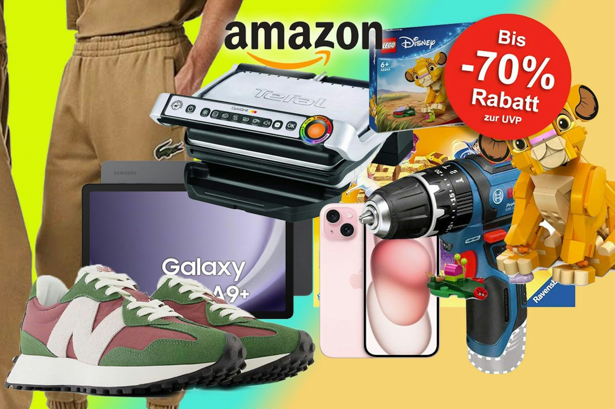 Auf dem Bild sind unterschiedliche Produkte zu sehen, die bei Amazon aktuell im Sale sind.
