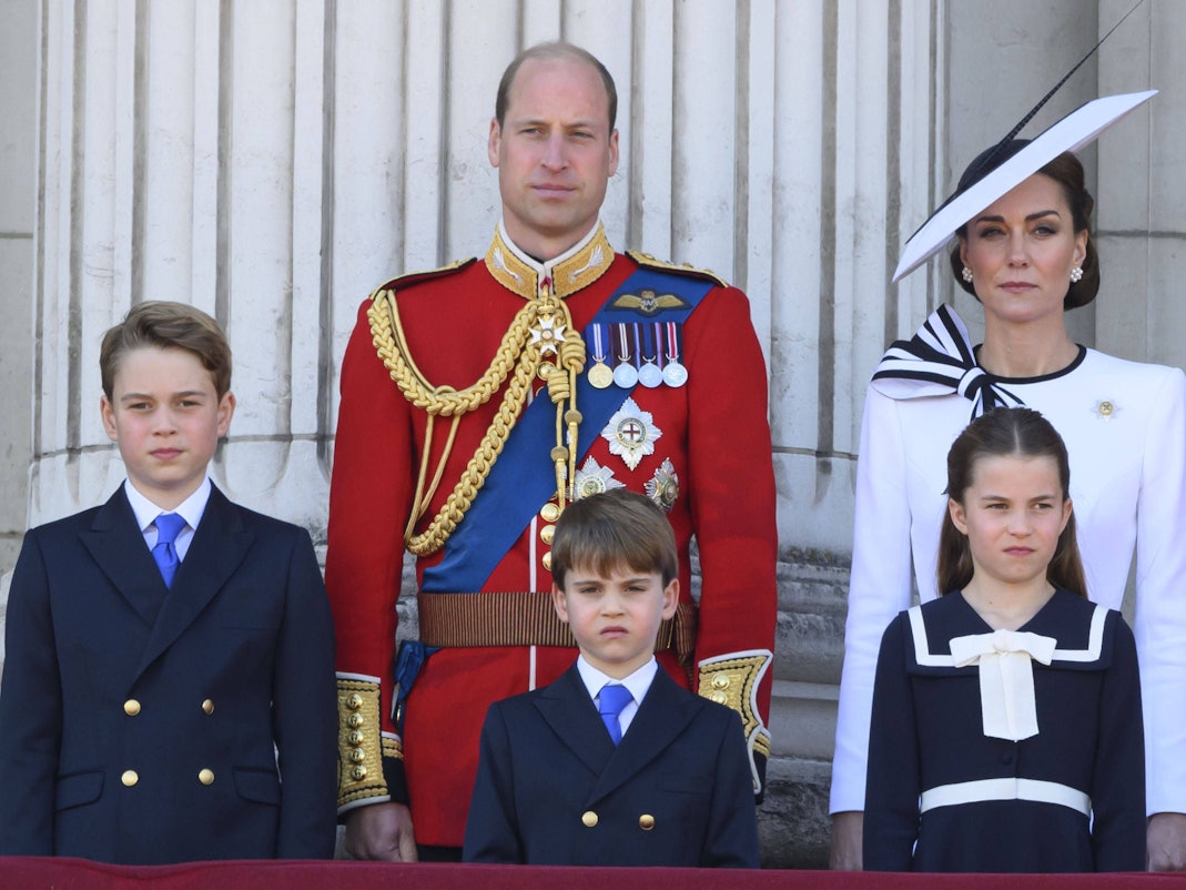 Kate und William mit ihren Kindern bei der Trooping the Colour-Zeremonie 2024.