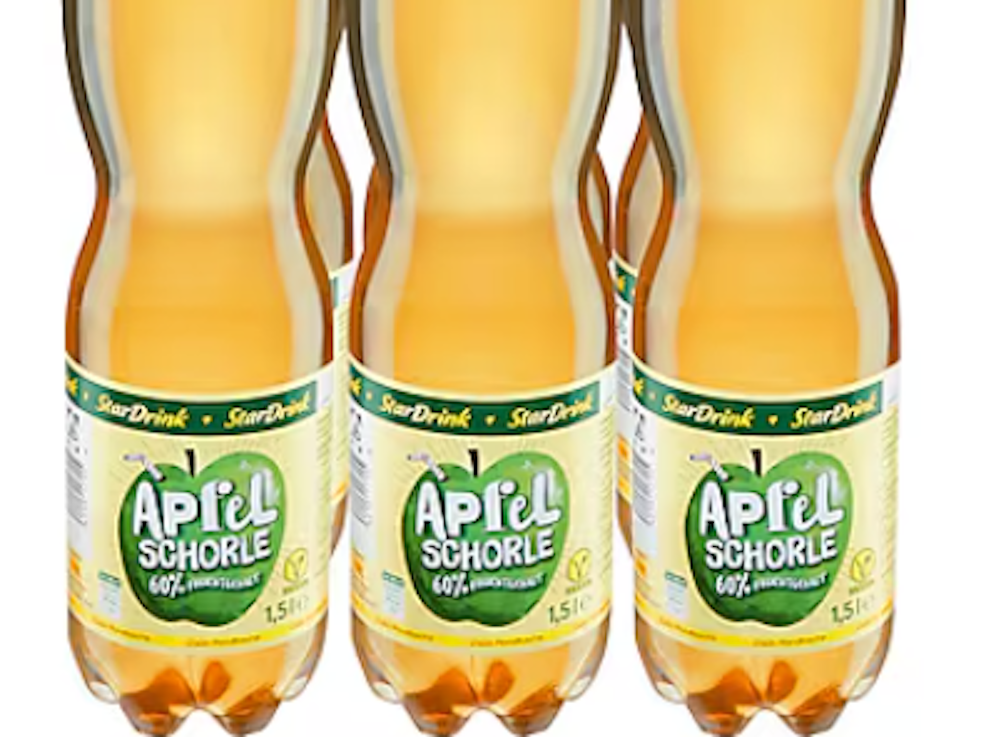 Die „StarDrink“- Apfelschorle in der Plastikflasche.