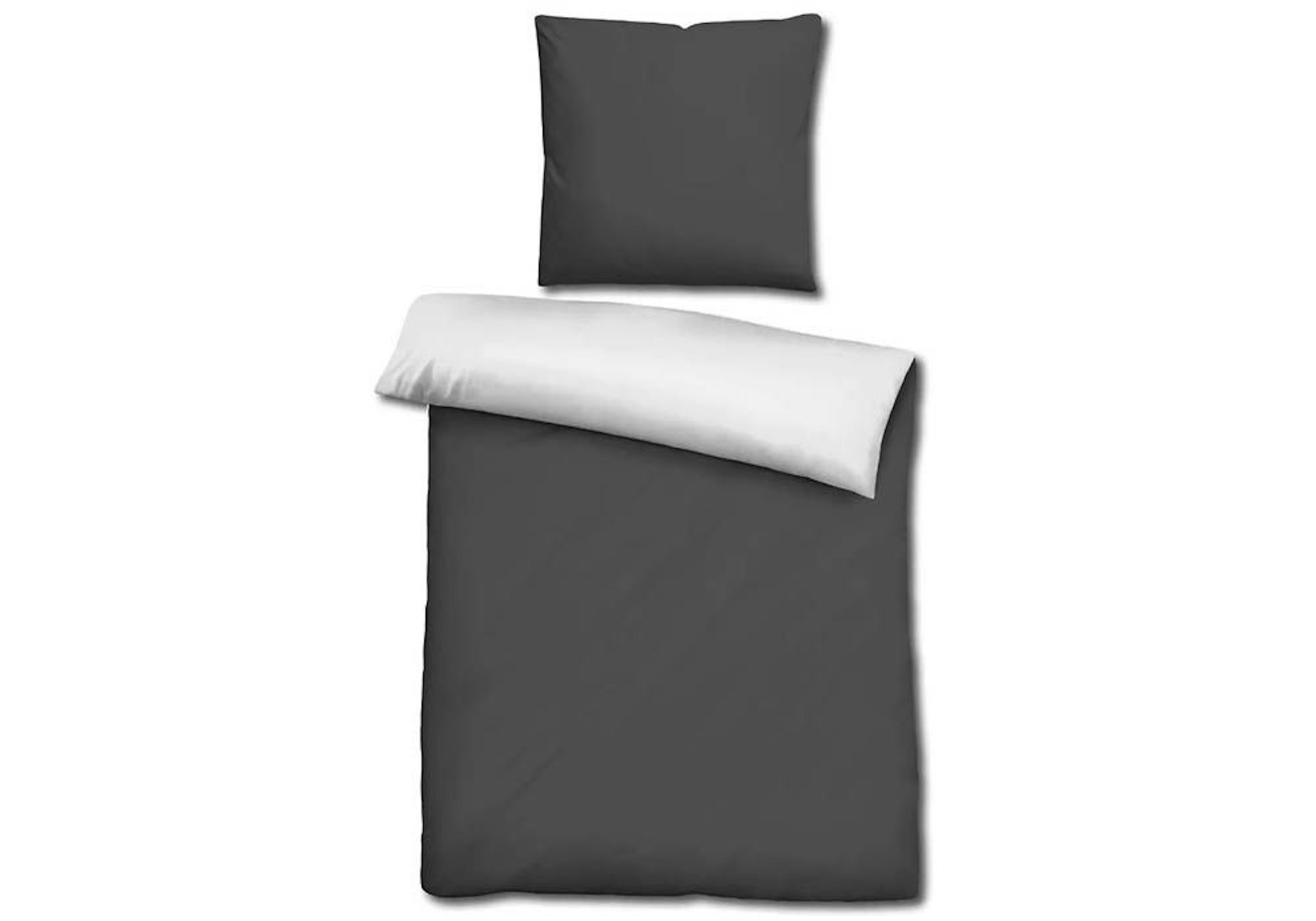 CloudComfort Basic Wendebettwäsche schwarz/weiß 135 x 200 und Kissen 80 x 80 cm.