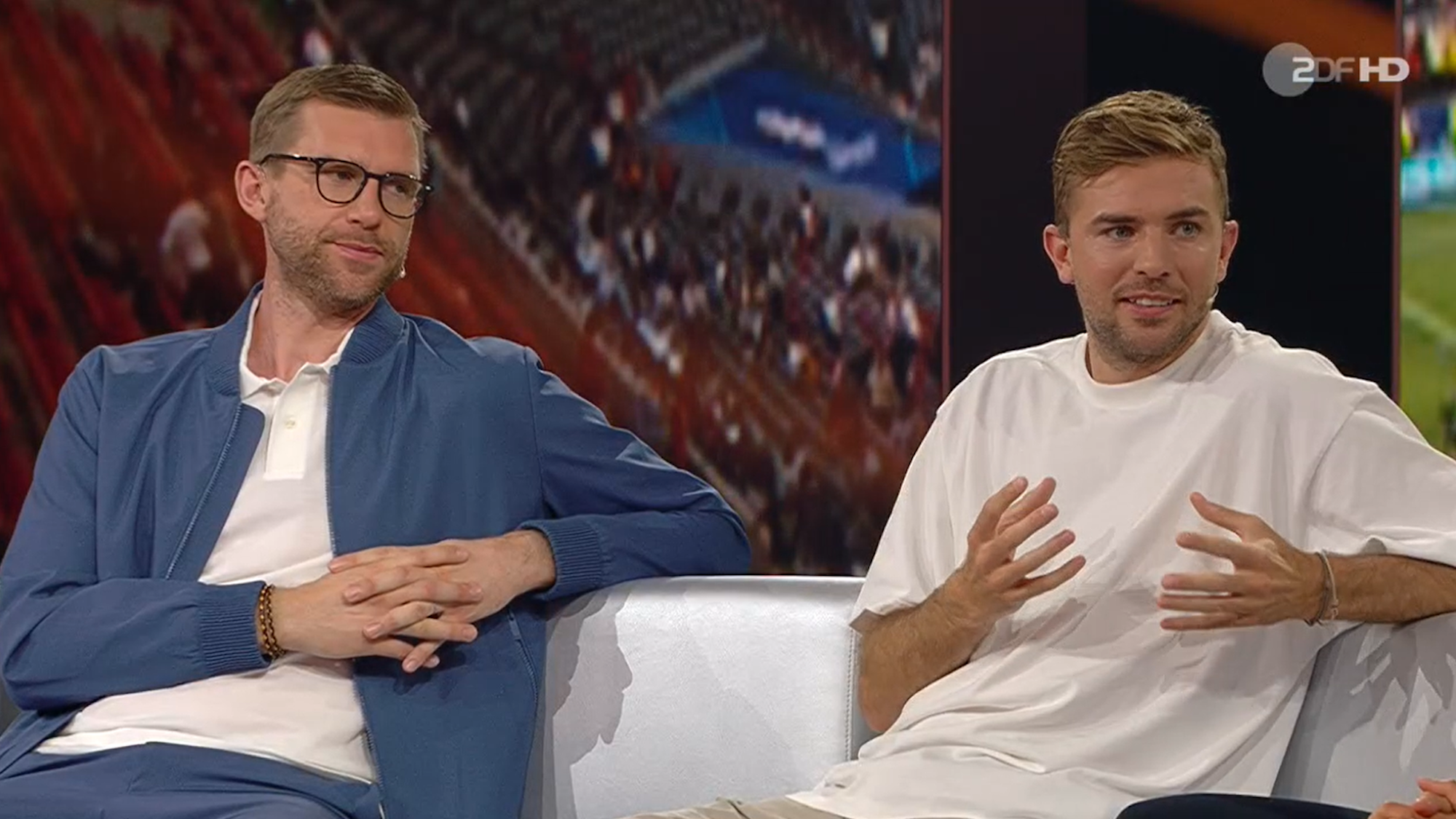 Per Mertesacker und Christoph Kramer am Dienstag (9. Juli 2024) im ZDF-EM-Studio.