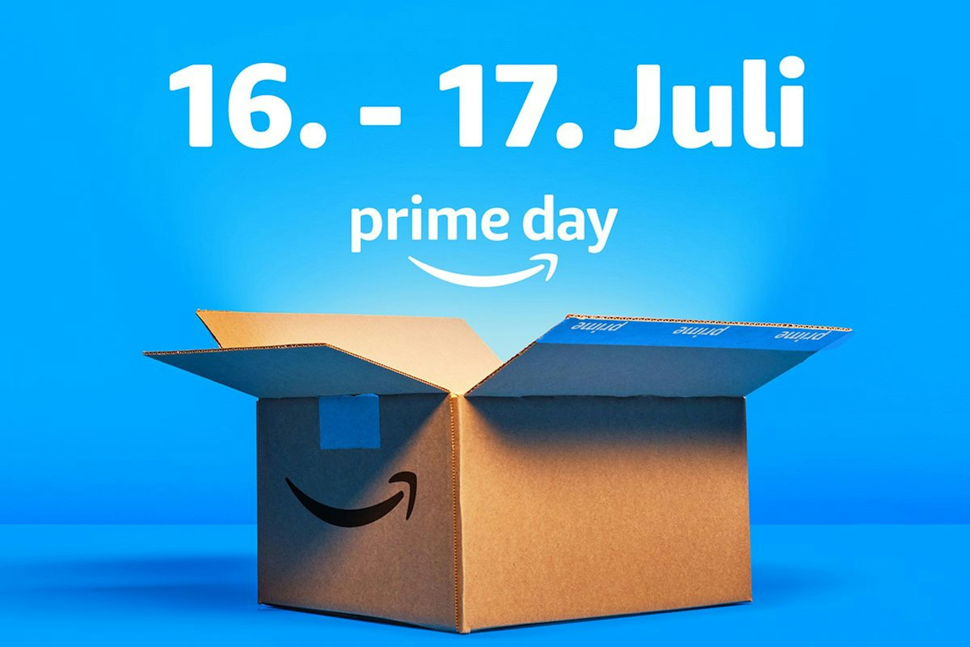 Amazon Prime Day 2024 Marketingbild mit Paket und Amazon Prime Day Schriftzug.