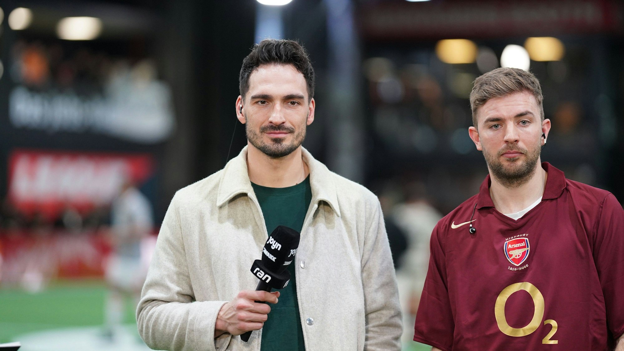 Mats Hummels und Christoph Kramer bei einem Interview am Rande eines Spieltags der Baller League.