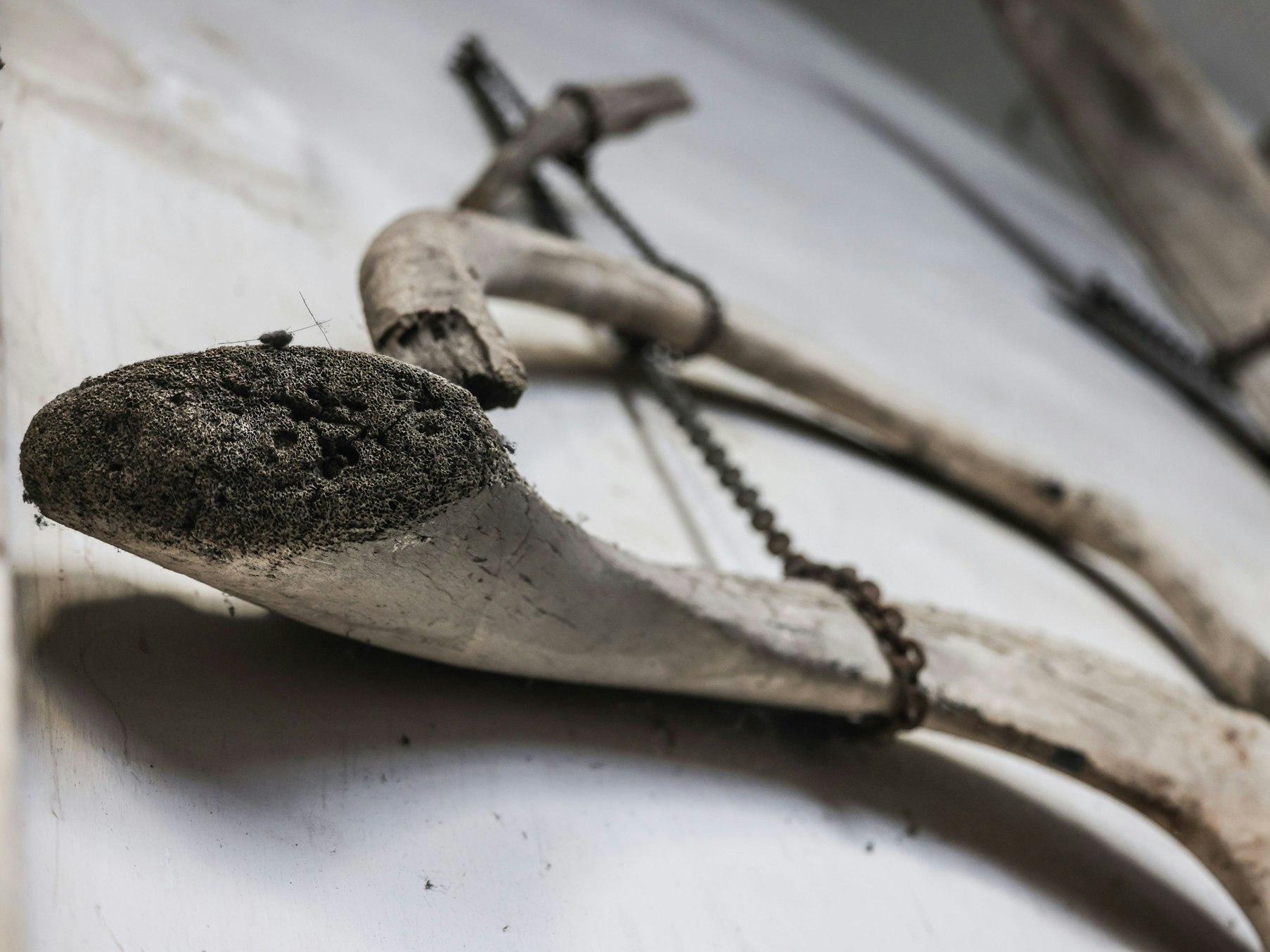 Walknochen an einer Wand in einer Kirche in Köln.