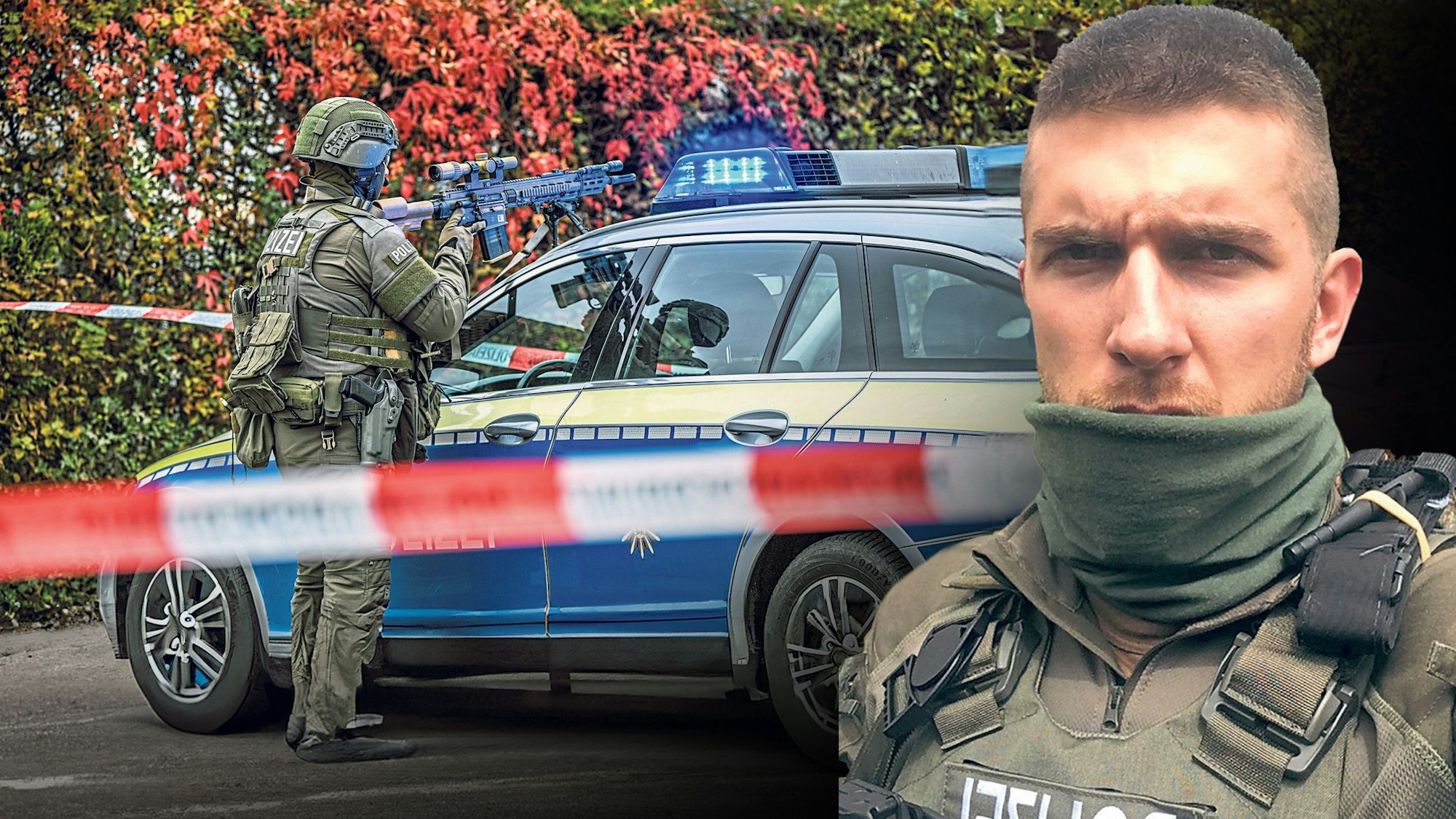 Montage von Ex-SEK-Polizist Kuni und einem richtigen SEK-Einsatz in Aalen