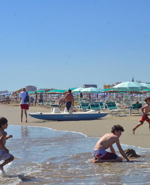 (INT) Beach movement. June 7, 2020, Rimini, Italy: Movement at the beach in Rimini, Italy