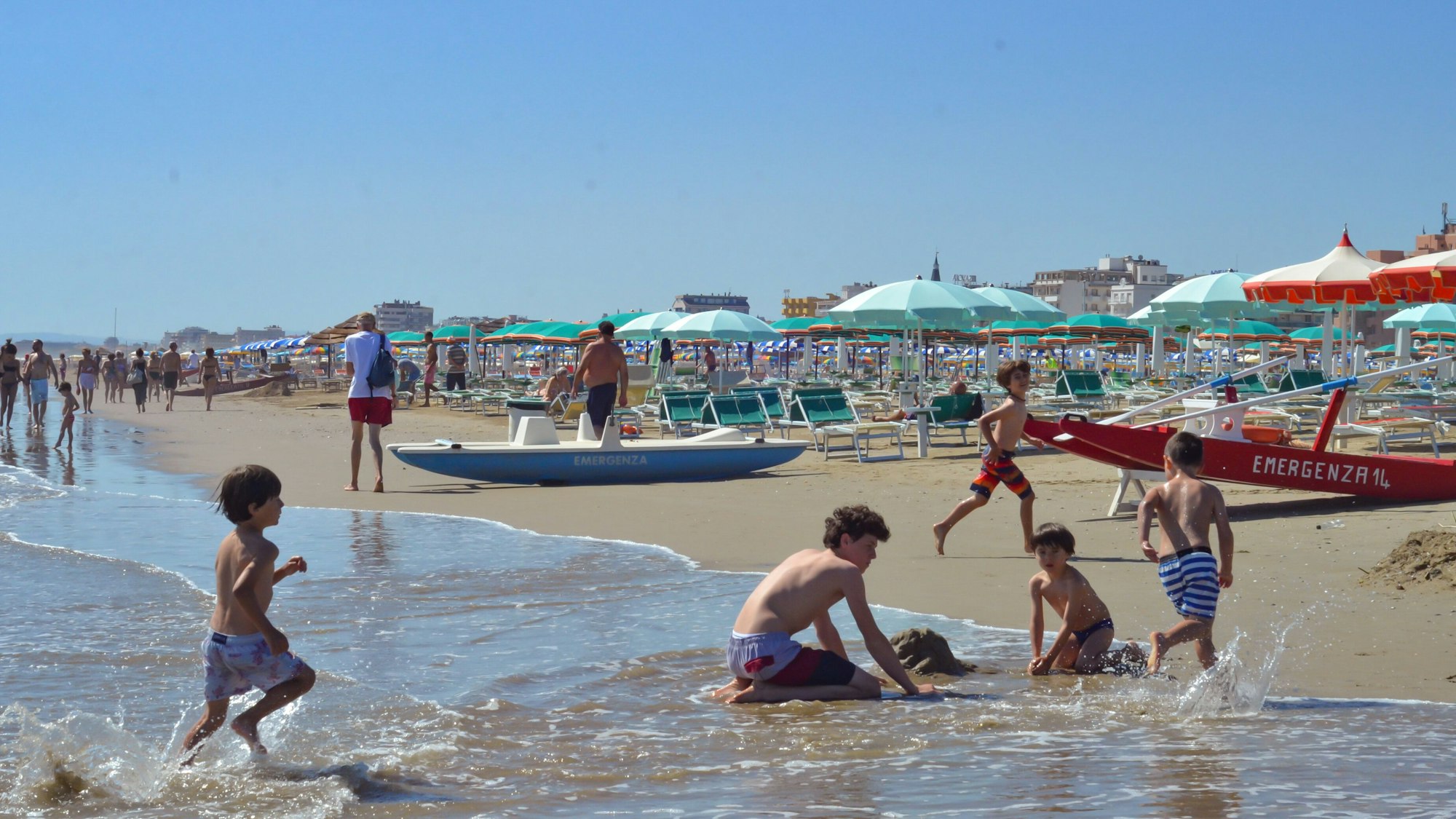 (INT) Beach movement. June 7, 2020, Rimini, Italy: Movement at the beach in Rimini, Italy