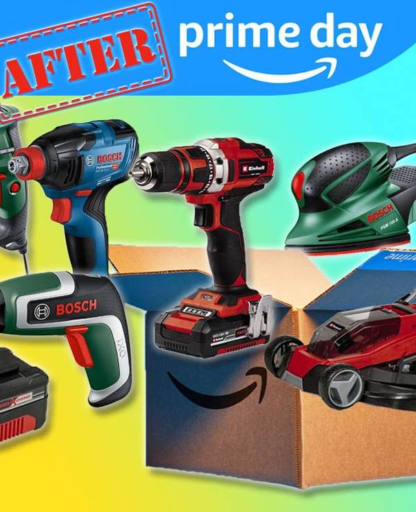 Werkzeuge wie Bohrmaschine, Akkubohrschrauber und Laserentfernungsmesser und Garten Geräte von Bosch Home and Garden, Bosch Professional und Einhell in den Amazon After Prime Day Angeboten.