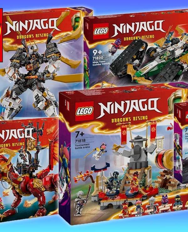Die Lego Ninjago Sets der Veröffentlichungen aus dem Juni 2024 sind die aktuellsten, darunter Coles Titandrachen-Mech, Kombi-Raupe des Ninja-Teams, Quelldrache der Bewegung, Zanes Eismotorrad.