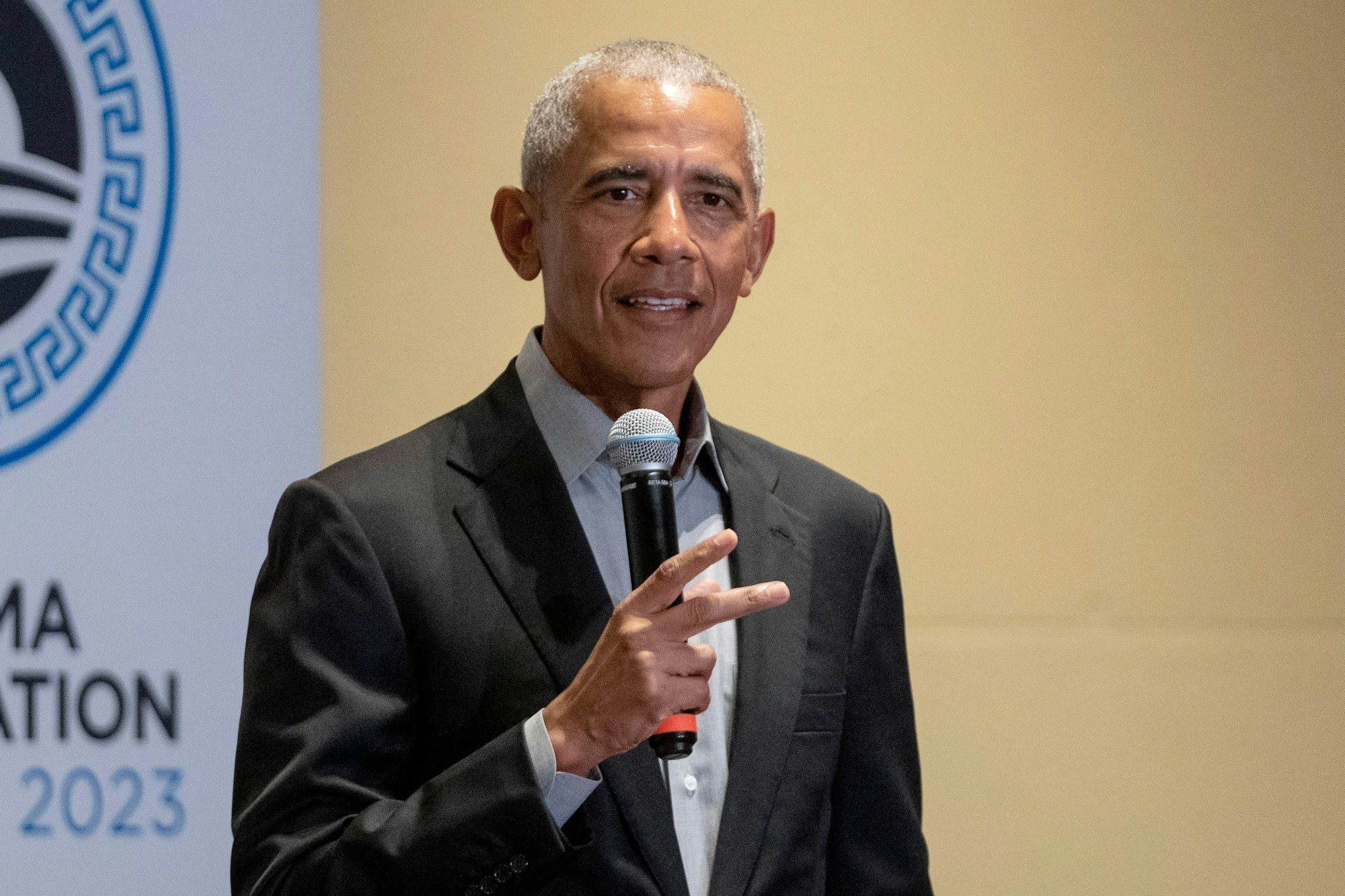 Der ehemalige US-Präsident Barack Obama spricht im Juni 2023 in Athen.