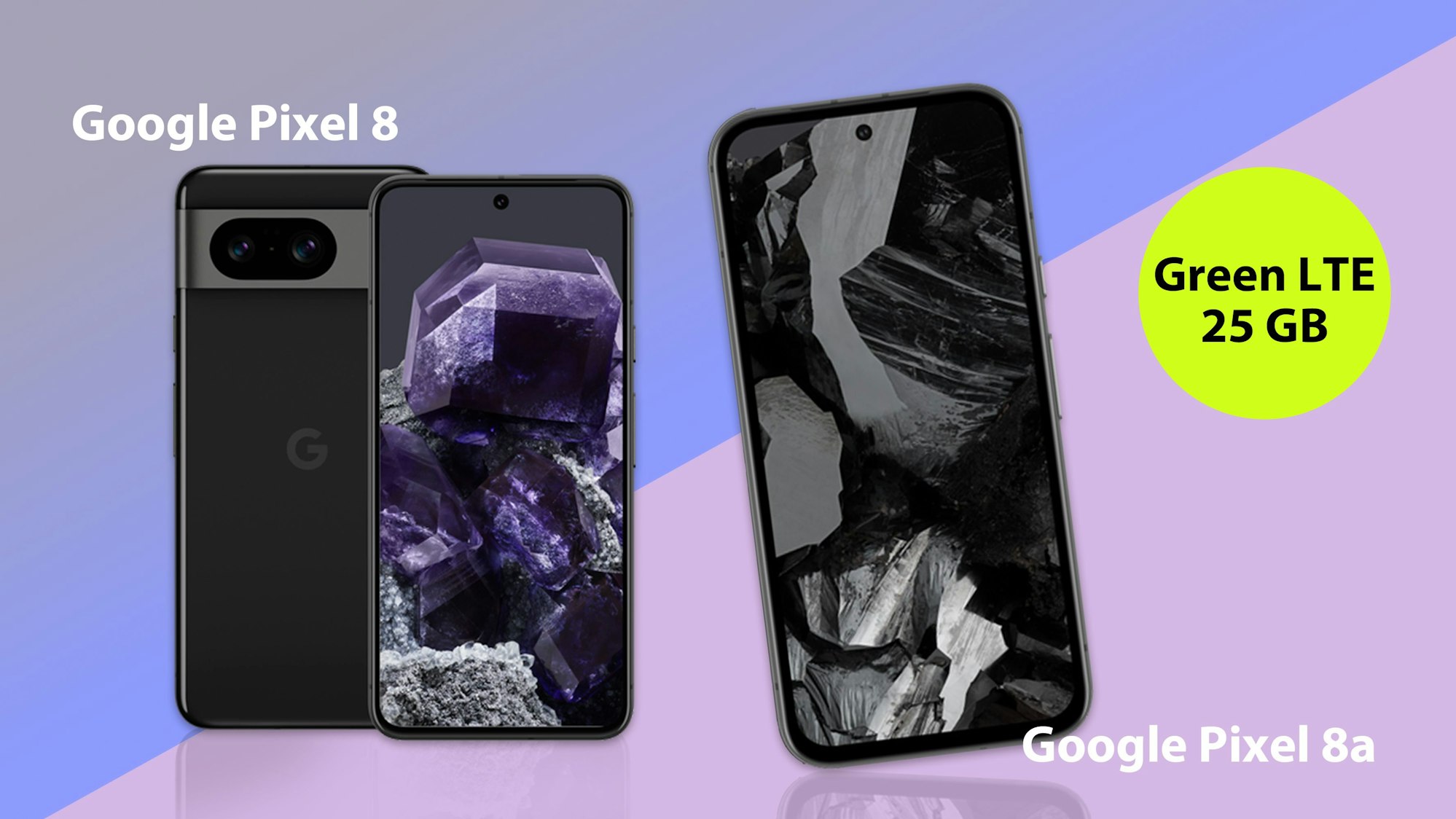 Google Pixel 8 und das Google Pixel 8a Smartphones in Schwarz.