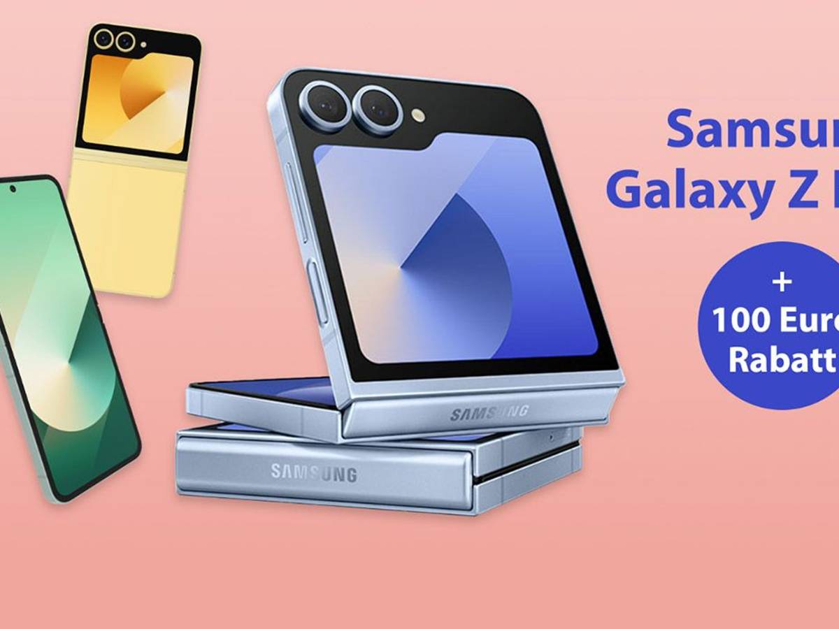 Samsung Galaxy Z Flip6 in verschiedenen Farben und aufgeklappt und zusammengeklappt.
