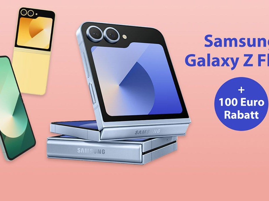 Samsung Galaxy Z Flip6 in verschiedenen Farben und aufgeklappt und zusammengeklappt.