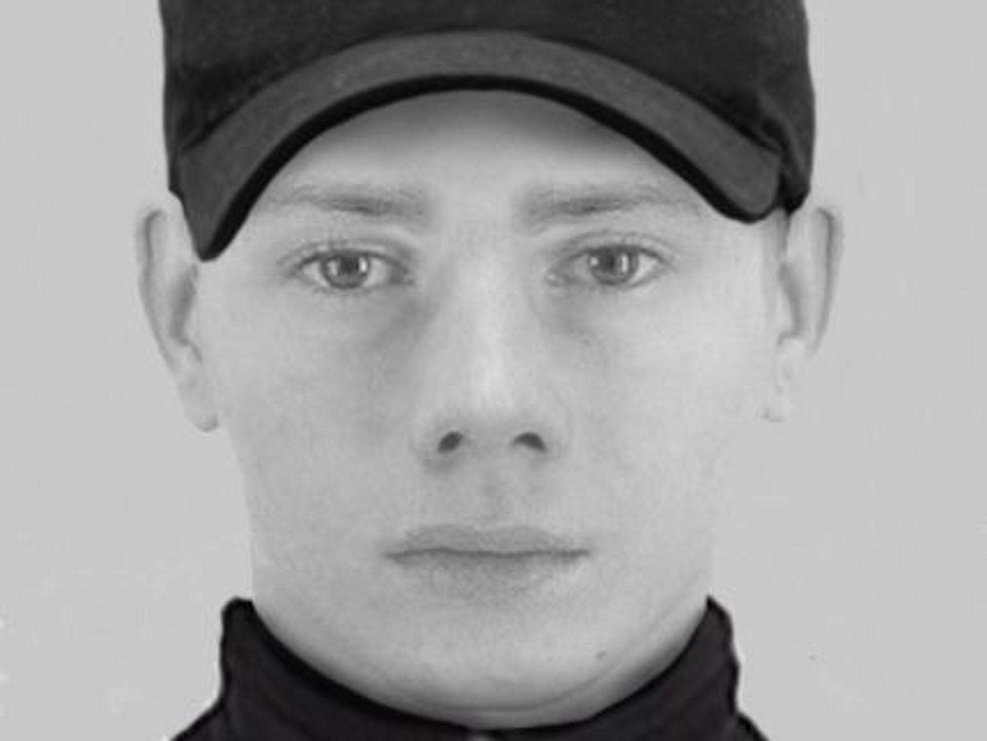 Phantombild eines Mannes mit schwarzer Kappe.