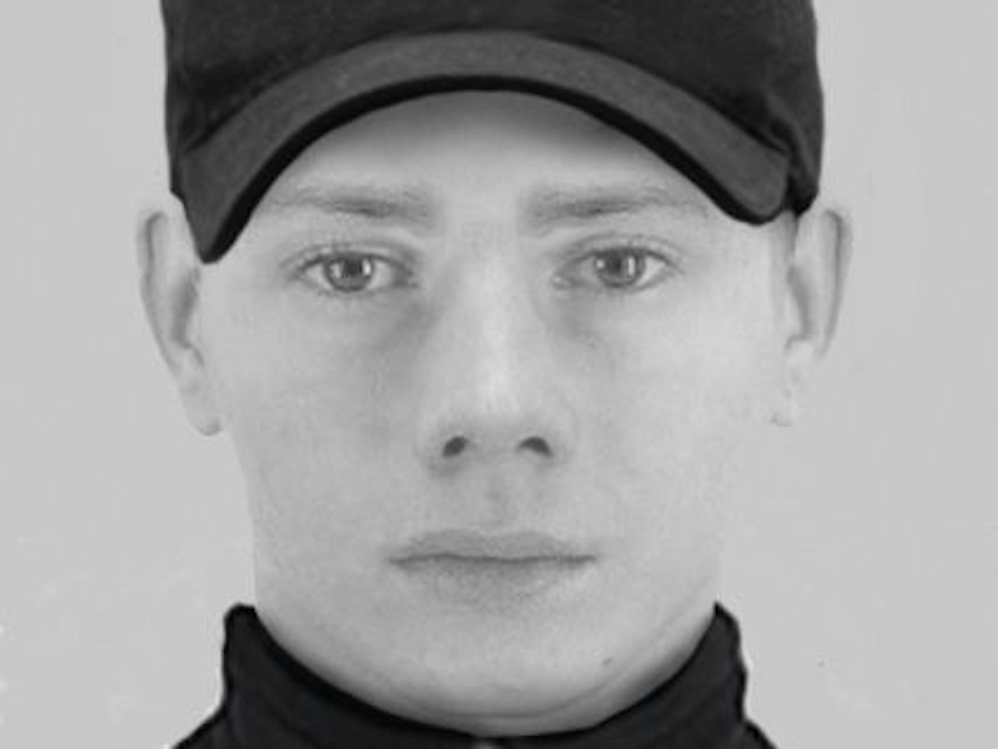 Phantombild eines Mannes mit schwarzer Kappe.