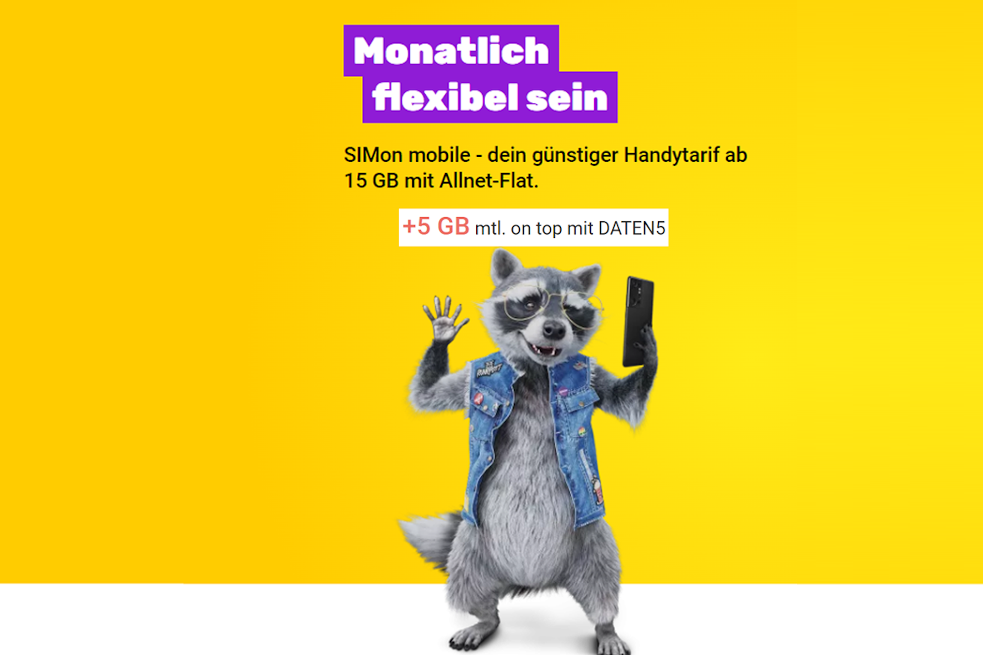 SIMon mobile: Jetzt +5GB Datenvolumen auf alle Tarife