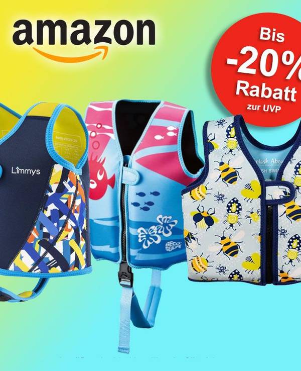 Auf dem Bild sind Schwimmwesten unterschiedlicher Marken für Kinder zu sehen.